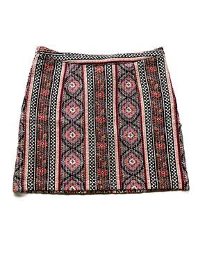 Monsoon Quilted Mini Skirt Red Floral Boho Print Women's Size XXL